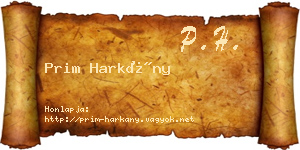 Prim Harkány névjegykártya